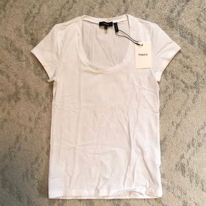 Theory white, scoop neck, cap sleeve t-shirt